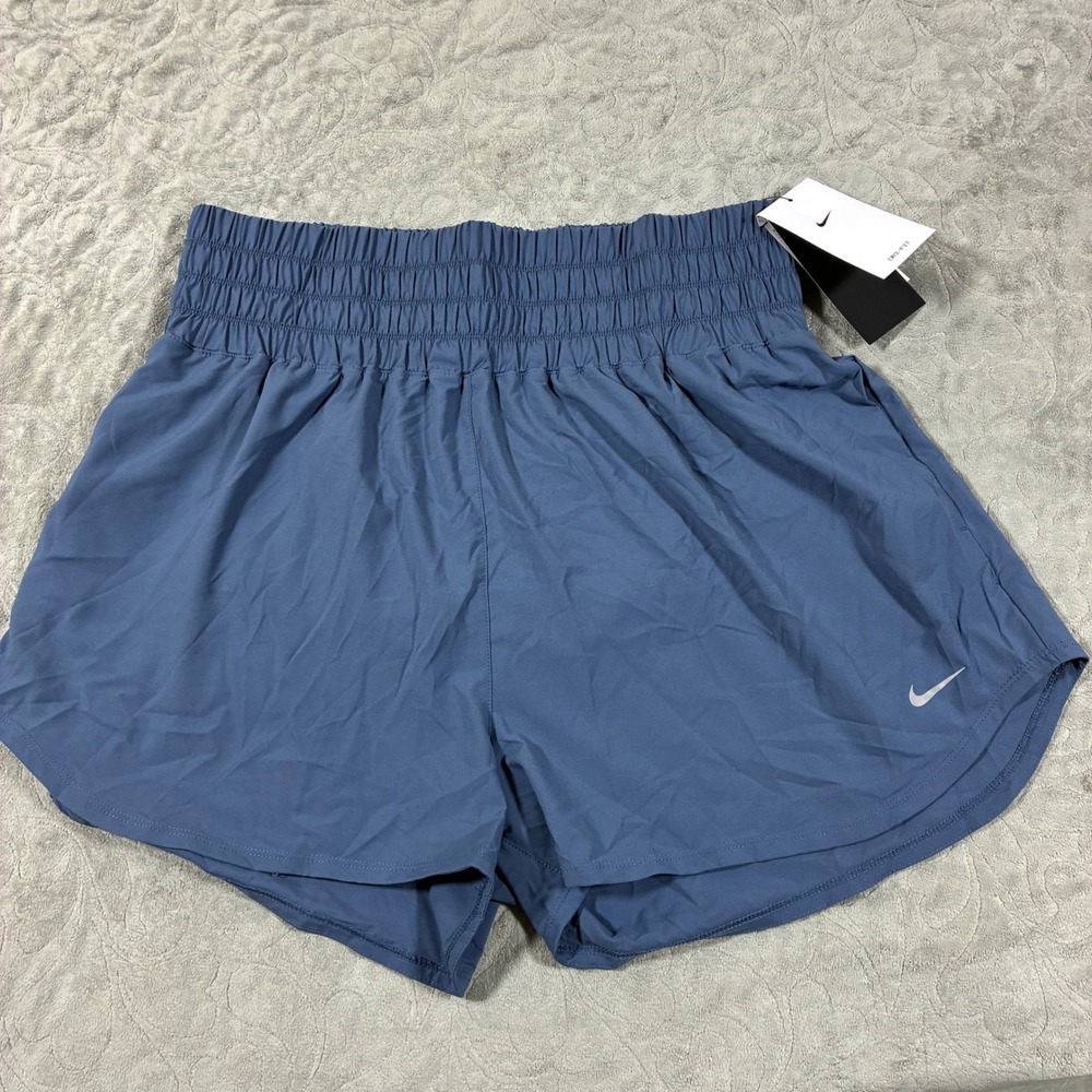 Nike Womens Dri Fit Training Running Shorts Size XL Blue Brief Lining Athletic